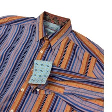 Robert Graham Men's 100 Cotton Flip Cuff Dress Shirt Multicolor Medium