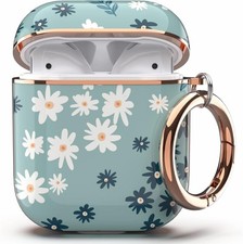 Case Cover for AirPods 1 2, Elegant Cute Flower Patterns Protective Hard Case