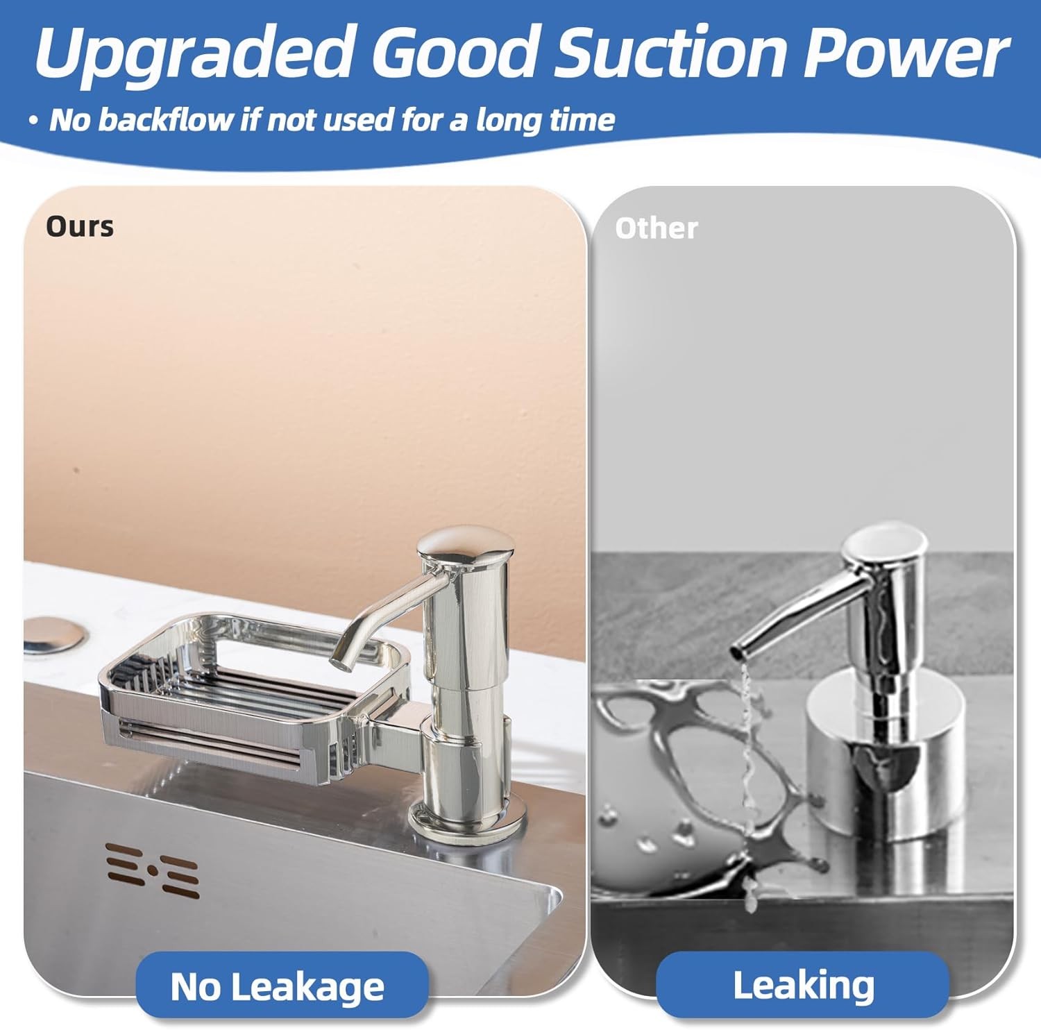 Soap Dispenser Kitchen Sink Built in Pump Brushed Nickel for Counter