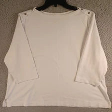 Westbound Petites Womens White Top Size PXL Petite Round Neck Stretch Classic