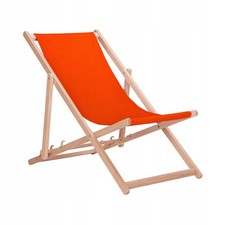 Wooden Lounge Chair Classic Neon Orange - 3 Way Adjustable