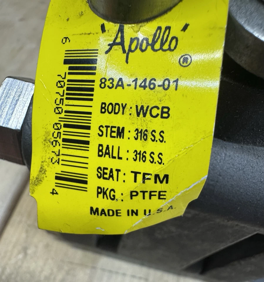 NUEVO 1-1/4” APOLLO 3 Piezas 316 SS Bola, Vástago, Ajuste VÁLVULA 83A-146-01 (1500 psi. CWP) Foto 3 de 4