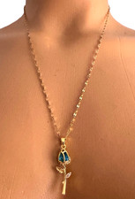 Women Elegant 14k Gold Plated Crystal Purple Tulips Flower Pendant Necklace