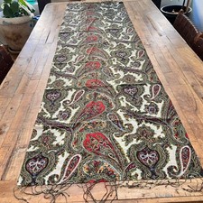 Talbots Fringed Scarf Wool Silk Blend Colorful Paisley Pattern 80 x 22"