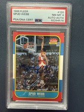 1986-87 Fleer Spud Webb Rookie Rc Autograph #120 Atlanta Hawks PSA 8, Auto 10