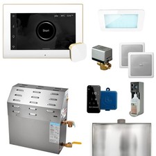 Mr. Steam MSSUPER1EC1 xDream Steam Shower Kit White x Satin Brass