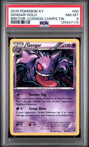 2015 POKEMON XY BREAKTHROUGH COSMOS-CHAMPIONS TIN #60 GENGAR-HOLO PSA 8