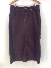 VTG Eddie Bauer Chocolate Brown A-Line Corduroy Maxi Skirt SZ 12 Heritage Preppy
