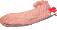 Christmas Stocking Stuffer Women's Cable Knit Slipper Socks Blush Pink Sz 9-11