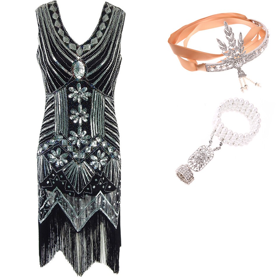 Forum Novelties Women's Roaring 20's Sassy In Sequins Costume Flapper Dress, Purple, X-Small/Small - Foto 9