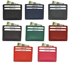 Genuine Leather Minimalist Front Pocket Slim RFID Blocking Sleeves Wallet 