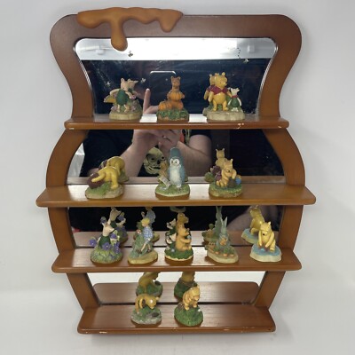 Disney Lenox Winnie the Pooh Display Shelf Nursery W/ 14 Figurines Mirror LARGE