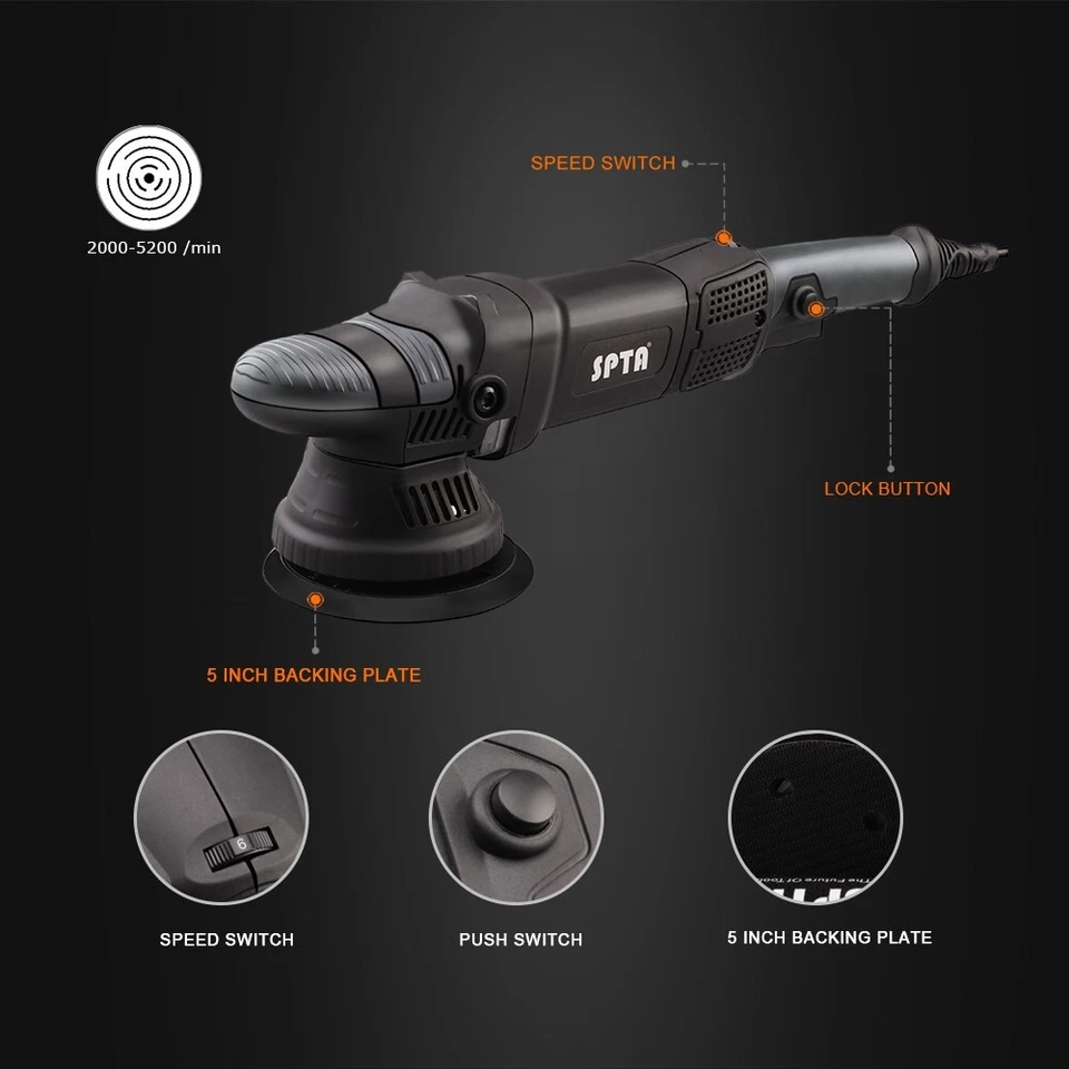 SPTA 125mm 780W Car Polisher Dual Action Orbital Polishing Buffer Waxer Machine - image 3 of 4