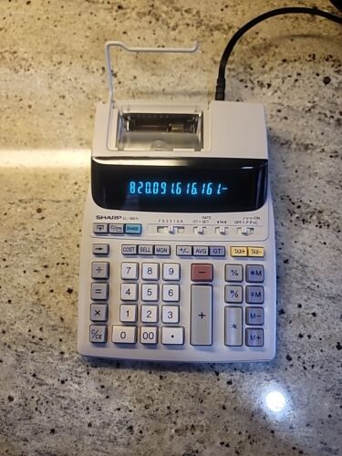 Sharp EL-1801V 12 Digit, 2 Color Compact Printing Calculator Pre-Owned - Picture 2 of 5