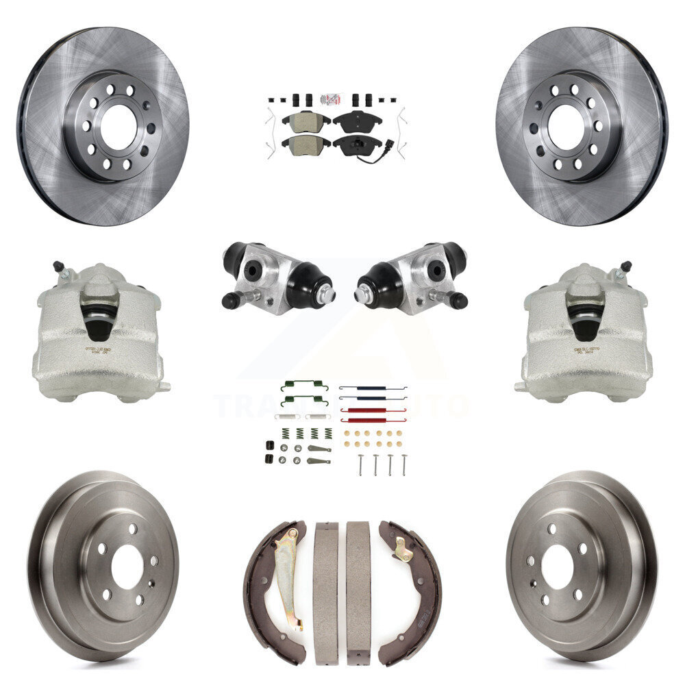 Front Rear Disc Brake Caliper Rotor Drum Semi-Metallic Pad Shoe Cylinder Kit