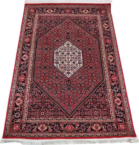 Vintage 3'8" x 5'3" Handmade Wool Medallion Area Rugs Red Oriental Knotted Rugs