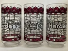 SET OF 3 VINTAGE COCA COLA HARDEES STAINED GLASS GLASSES COKE CLASSIC -FREE SHIP