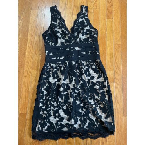 Ronni Nicole Dress Womens Sz 14 Black Nude Lace Cocktail Lined Nylon Casual NWT