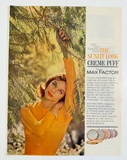 Vintage 1961 Max Factor Sunlit Look Creme Puff Makeup Girl Advertisement Print