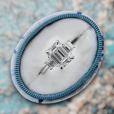 18k White Gold Ring IGI Lab Created Emerald Cut 2.15 Carat Diamond Black Friday