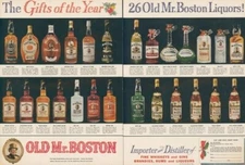 1941 Old Mr Boston Liquors Whiskey Gin Rum Brandy Creme de Menthe Print Ad L9