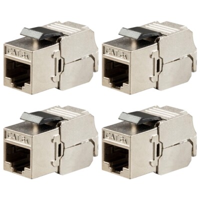 4x Cat6A RJ45 Slim Keystone Jack LAN Network 180 Degree Die Cast Shielded Module