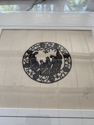 1930s Vintage Scherenschnitte Papercutting Art, Matted: The Magi Christmas - 第 4/5 張圖片