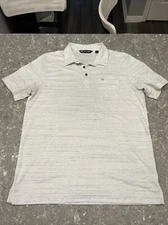 Travis Mathew TPC Piper Glen Golf Polo Shirt White Gray Sz LG