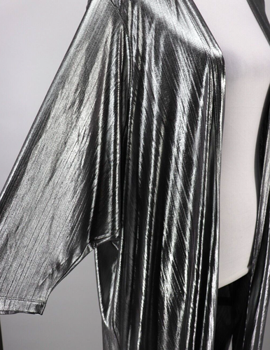 Torrid Kimono Womens 5X Silver Metallic 3/4 Sleeve Long Open Cardigan Duster New - Picture 3 of 10