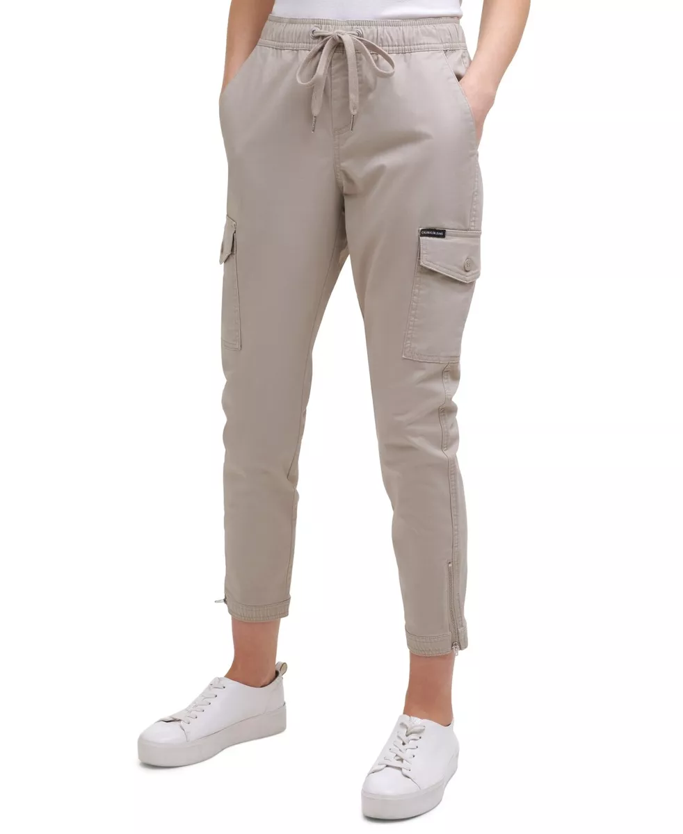 MSRP $80 Calvin Klein Jeans Drawstring Cargo Pants Beige Size XS