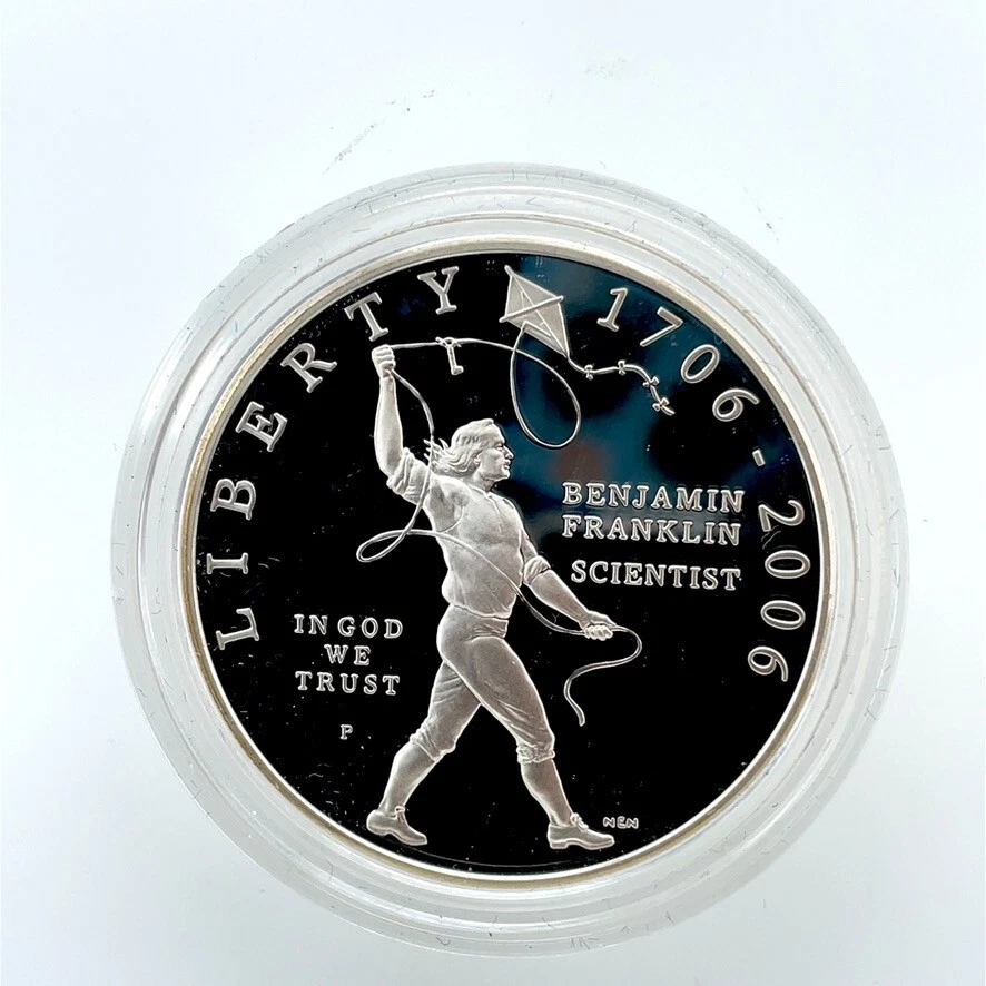 2006-P Franklyn Scientist Commemorative Silver Proof $1 Dollar in Capsule No Box - Image 4 of 4