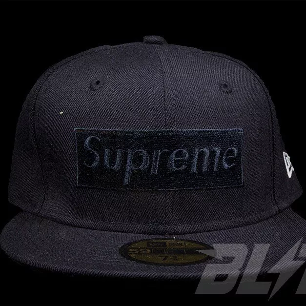 FW14 SUPREME TONAL BOX LOGO NEW ERA CASQUETTE CHAPEAU MARINE 7 1/4 2014