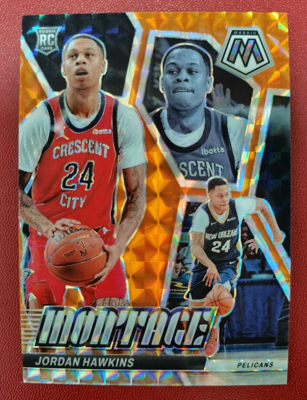 2023-24 Panini Mosaic Basketball Jordan Hawkins Montage Orange #34/49 Rookie