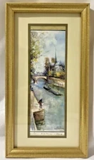 Lucien DELARUE Watercolor Painting Lithography Signed Framed & Matted Authentic