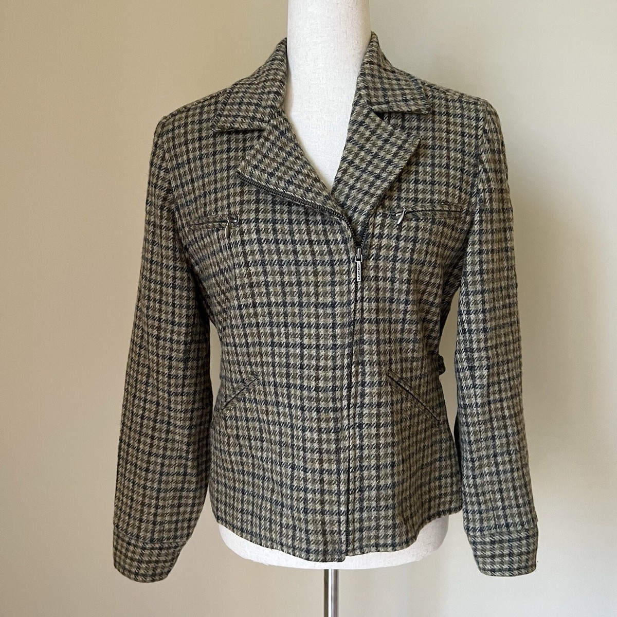 VTG Lauren Ralph Lauren Womens 100% Wool Jacket 8P Green Plaid Heritage  Preppy