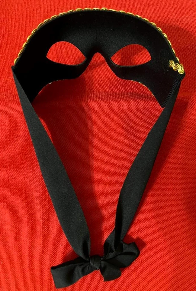 LUXURY BLACK & GOLD COSTUME MASK MASQUERADE EYE MASK ADJUSTABLE FABRIC TIE - Image 2 of 2