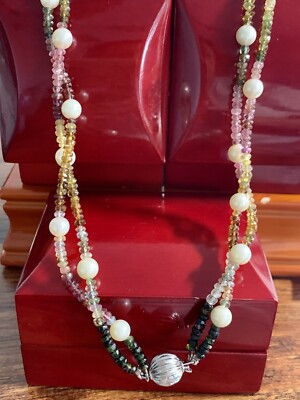 14K White Gold Natural Tourmaline White 6.20MM Pearl