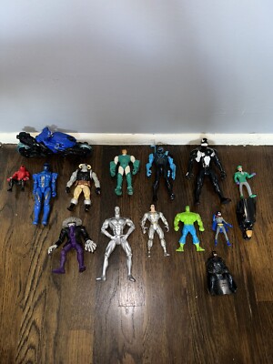 ~ Huge Action Figure Toy Lot Of 15 ~ Power Rangers, Marvel, DC Comics, Max Steel