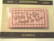 Sew on Iron-on Cloth Quilt Labels 4 ea For My Little Angel, NEW