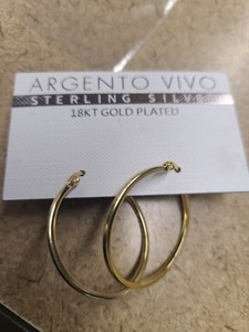 Authentic Argento Vivo 18K Gold Plated Sterling Silver Hoops 1"