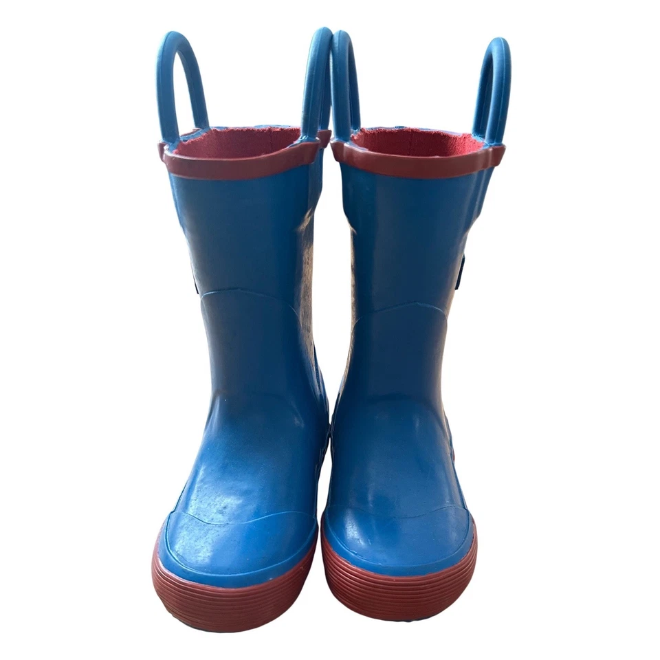 LLBean Niños Pequeños Botas de Lluvia de Goma Azul Rojo Pull Tabs Talla 6 Buen Estado Foto 4 de 4