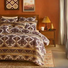 DaDa Bedding Havana Quilted Bedspread Set with Shams - Oriental Tribal Quilt
