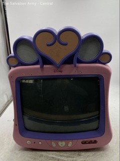 Disney Pink Heart Speakers AV Inputs Color CRT Television With Power Cord