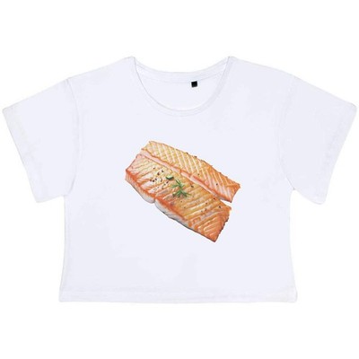 ''Cooked Salmon'' Damen Baumwolle Crop Tops (CO063139)