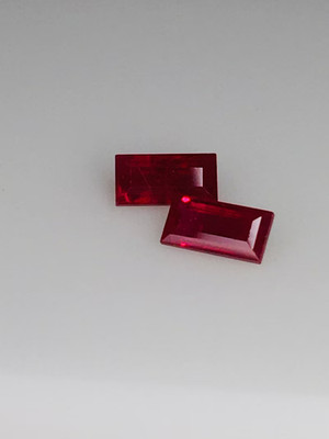 6x3 mm Vivid Natural Ruby Rectangle Matched Pair Loose Gemstone For Jewelry