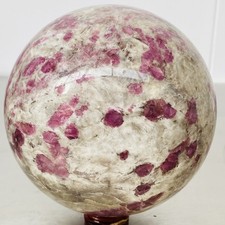 Natural Red Tourmaline Quartz Crystal Stone Sphere Ball Healing 4640G
