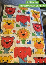 3pc Set Nursery Room Curtain Panels Animals Flower Baby 27'' X 21'' Inches Ech