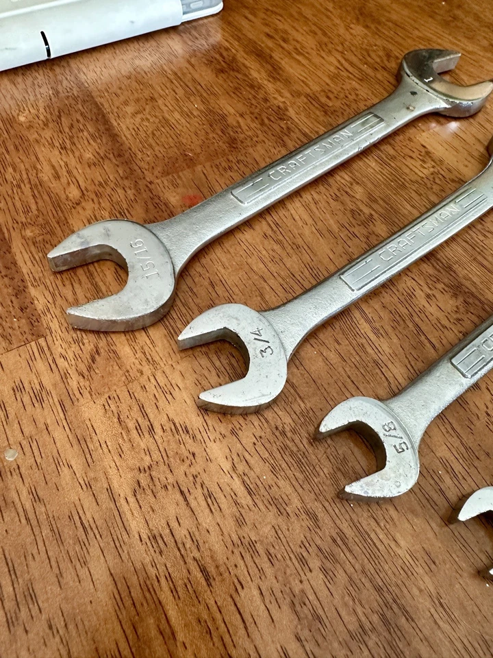 Vintage Craftsman "V" Series Double Open End Wrench Set 8 Pcs SAE 15/64" To 1” - Image 2 of 4