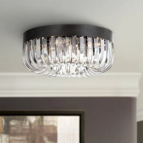 Alister 17" Wide Charcoal Bronze and Crystal Ceiling Light - Picture 1 of 7