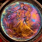 Galaxy Rainbow Toned BU 1986 American Silver Eagle 1oz .999 Silver